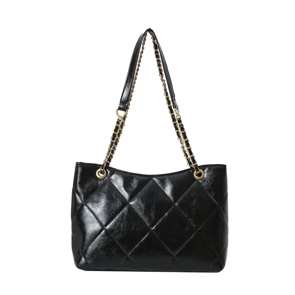 para mujer, bolso De hombro acolchado con correa De cadena